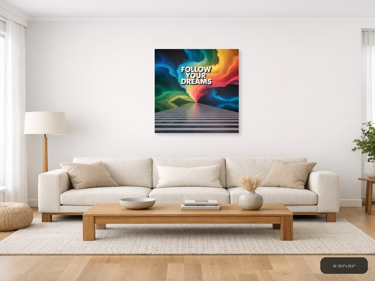 Colorful Abstract Light Rays Photography Wall Art shown in a room setting at A2