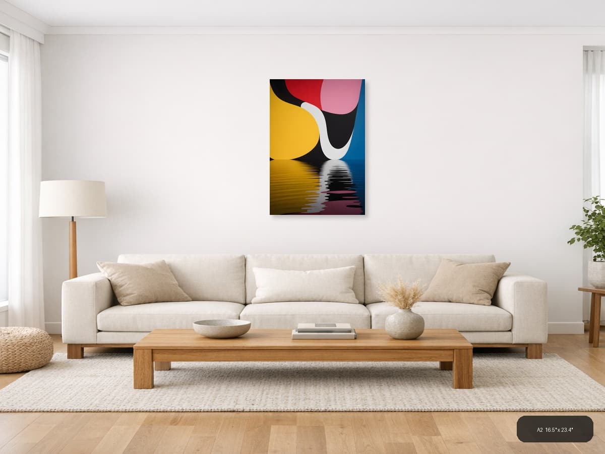 Abstract Geometric Shapes Photography Colorful Wall Art shown in a room setting at A2