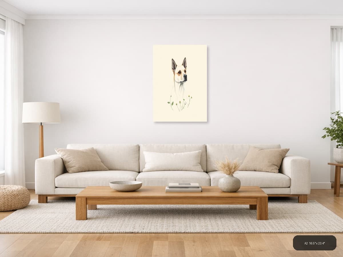 Chihuahua with Wildflowers Botanical Portrait Wall Art shown in a room setting at A2