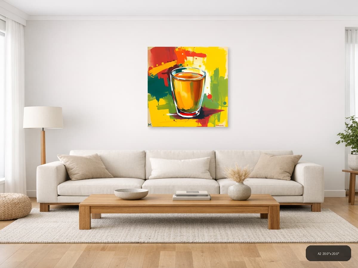 Colorful Abstract Beer Glass Pop Art Wall Art shown in a room setting at A2