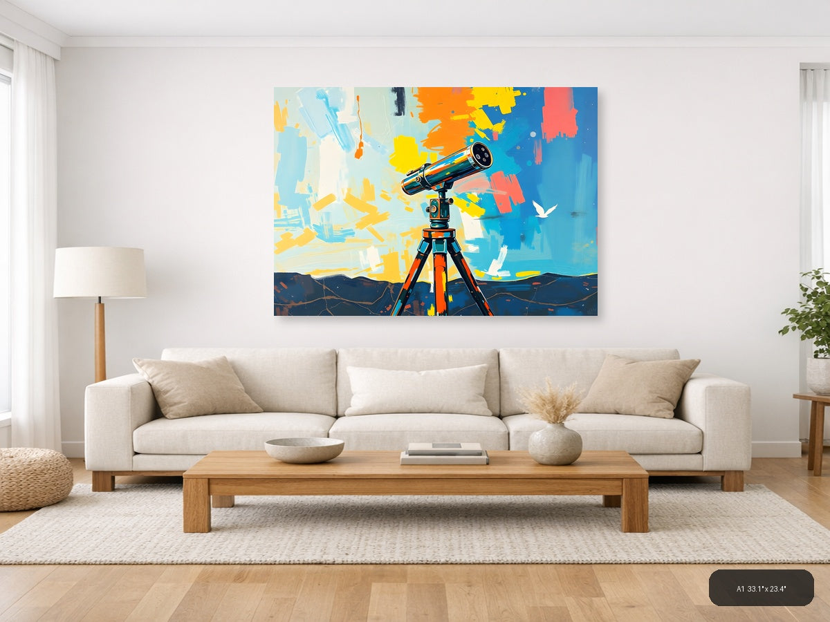 Colorful Telescope Abstract Art Print Wall Art — A1 / Living Room