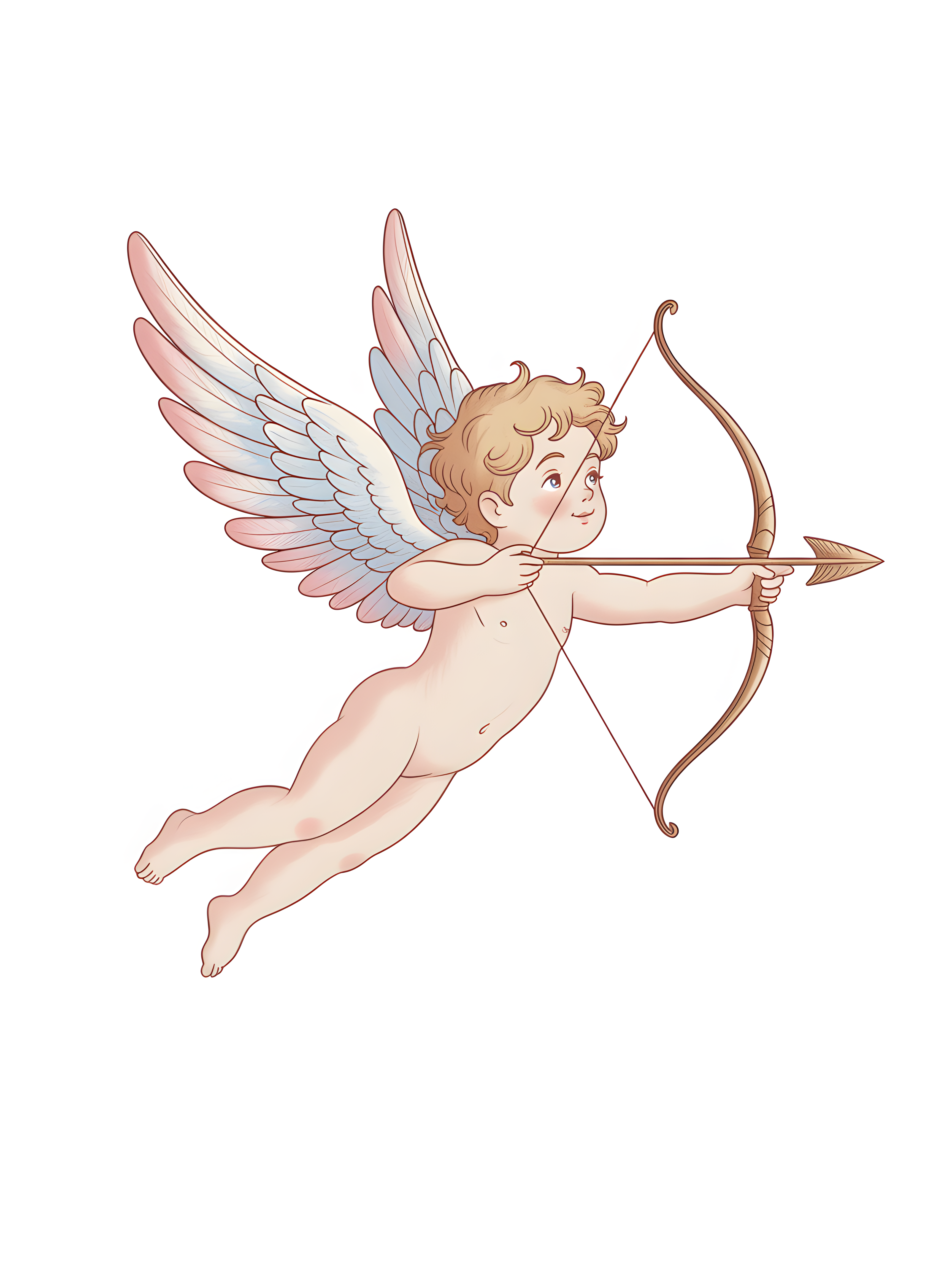 Cupid with Bow and Arrow Minimalist Portrait Wall Art