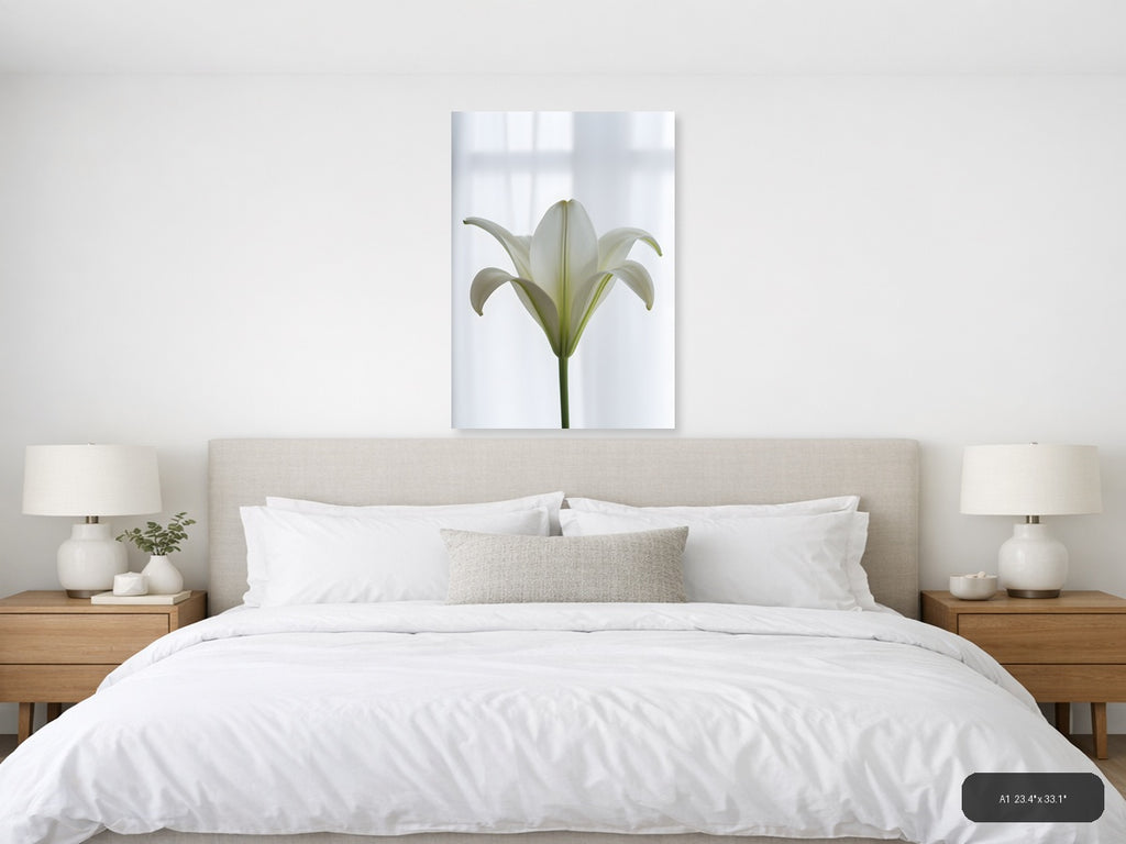 White Lily Minimalist Botanical Wall Art — A1 / Bedroom