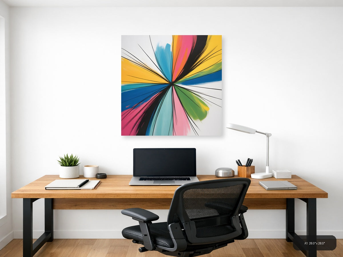 Colorful Radial Burst Abstract Canvas Wall Art — A1 / Office