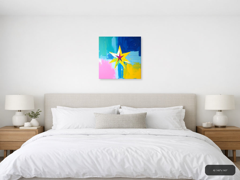 Vibrant Abstract Star Burst Colorful Wall Art — A3 / Bedroom