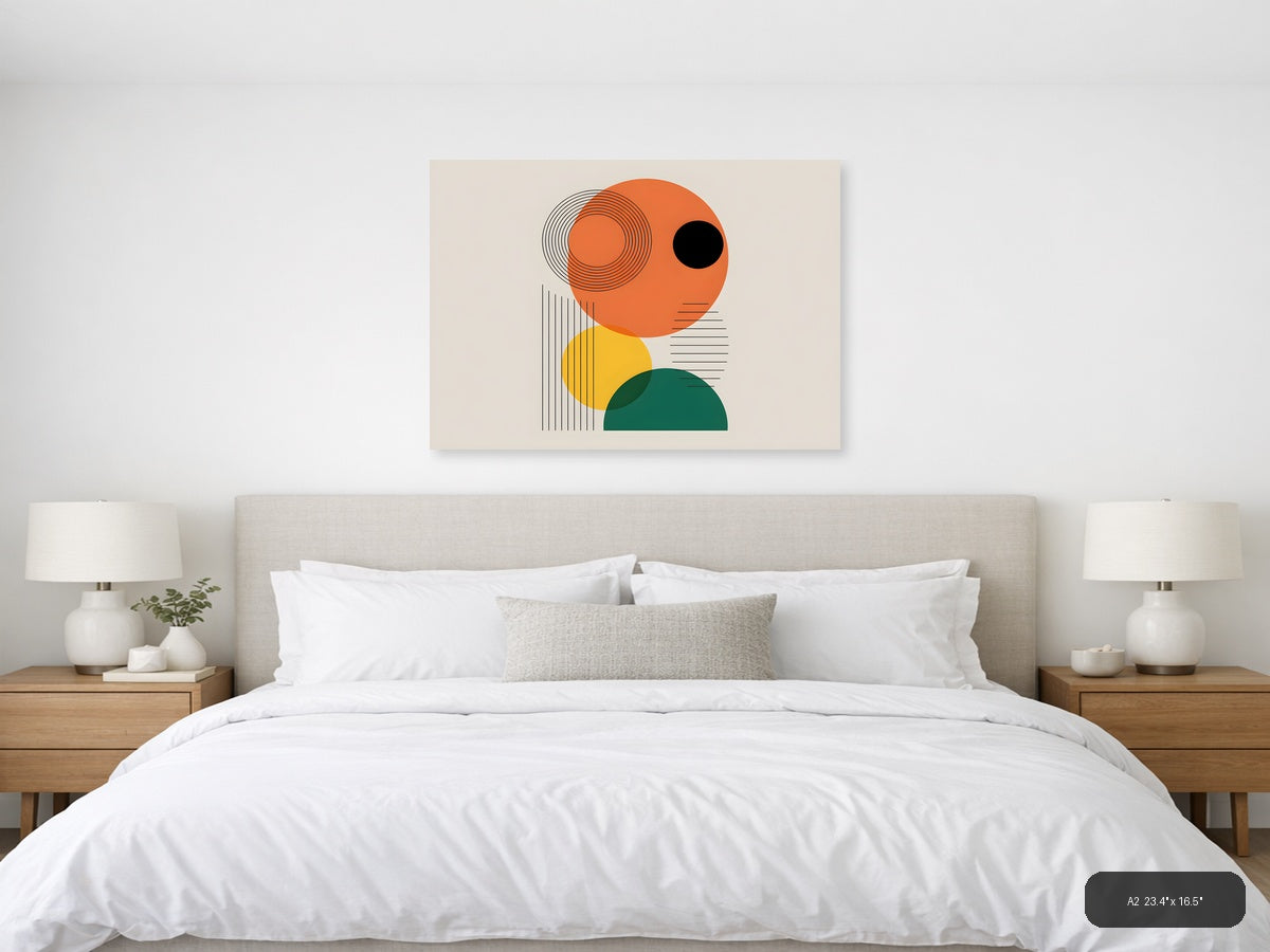 Abstract Geometric Circles Line Art Wall Art — A2 / Bedroom