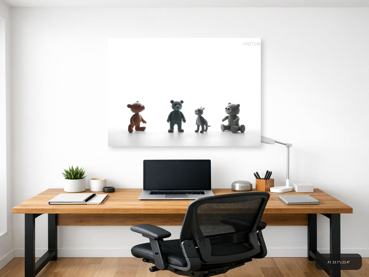 Four Cute Toy Characters Minimalist Wall Art — A1 / Office