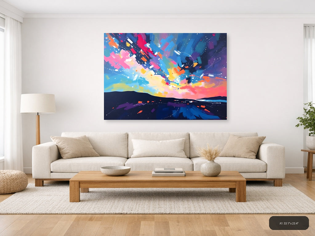 Colorful Abstract Sky Explosion Landscape Wall Art — A1 / Living Room