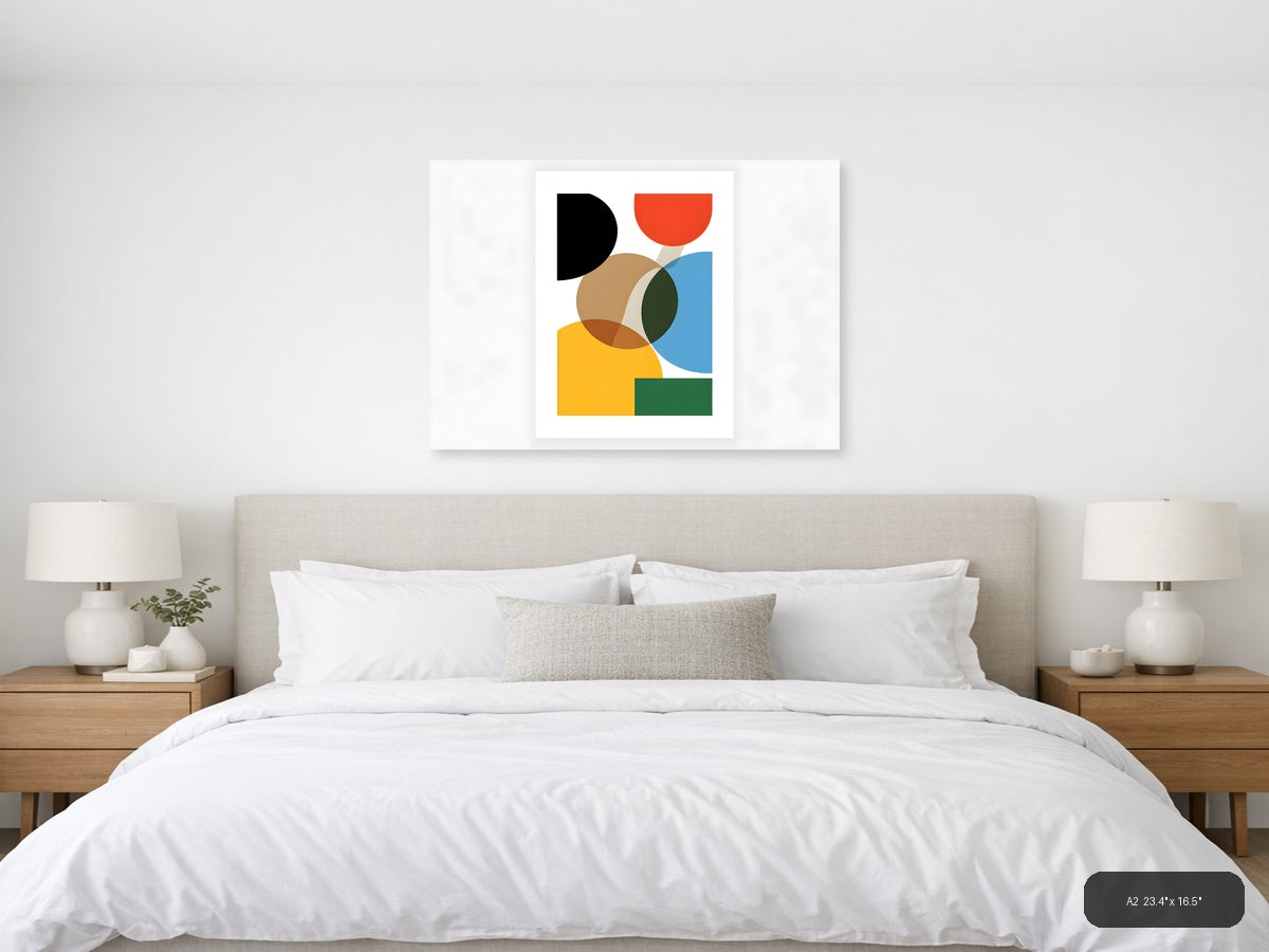 Minimalist Geometric Shapes Colourful Abstract Wall Art — A2 / Bedroom
