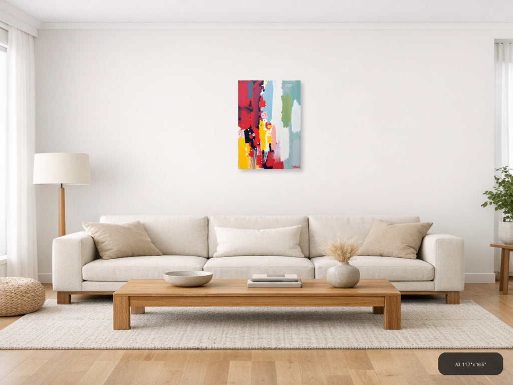 Vibrant Abstract Paint Splash Modern Wall Art — A3 / Living Room