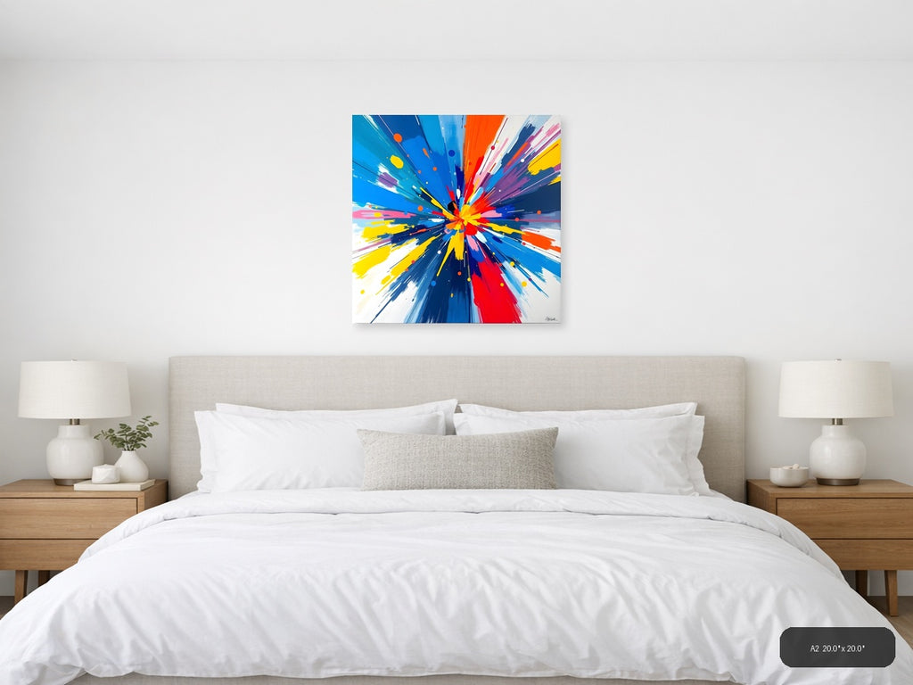 Colorful Radiant Burst Abstract Explosion Wall Art — A2 / Bedroom