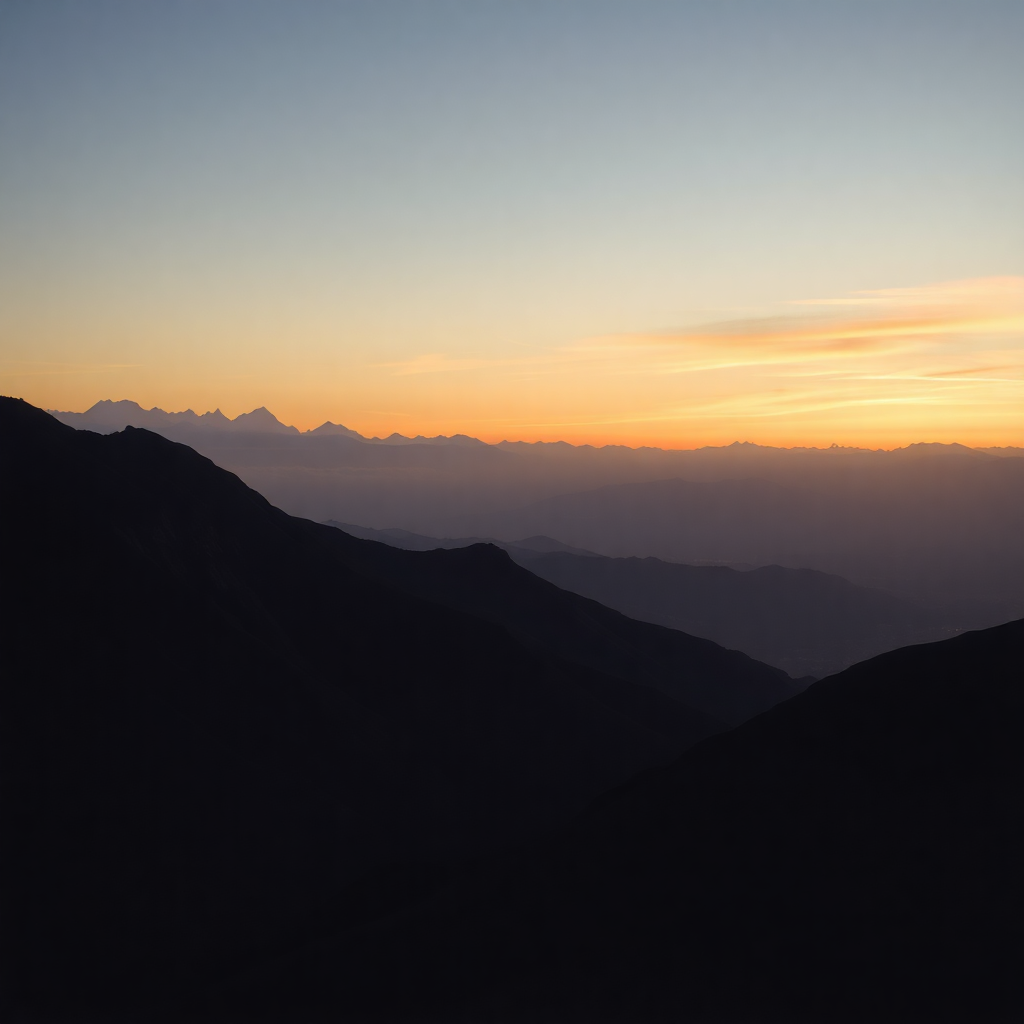 Mountain Sunset Silhouette Minimalist Wall Art