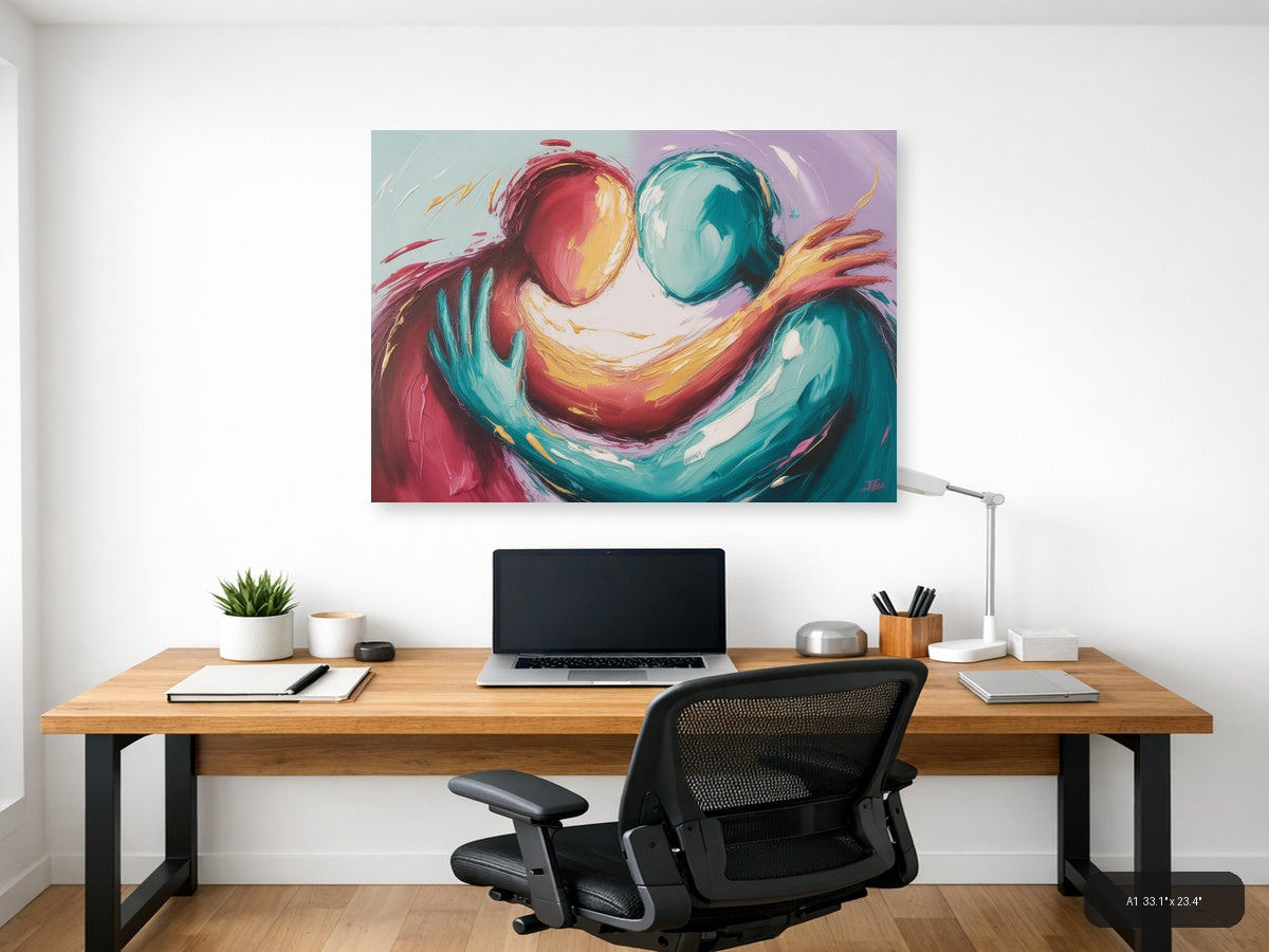 Abstract Colorful Figures Embracing Modern Wall Art — A1 / Office