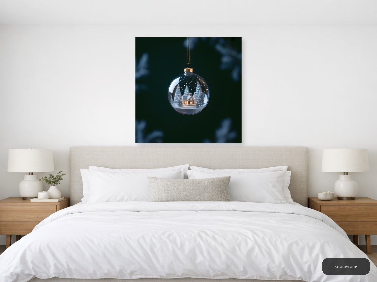 Winter Snow Globe House Photography Wall Art — A1 / Bedroom