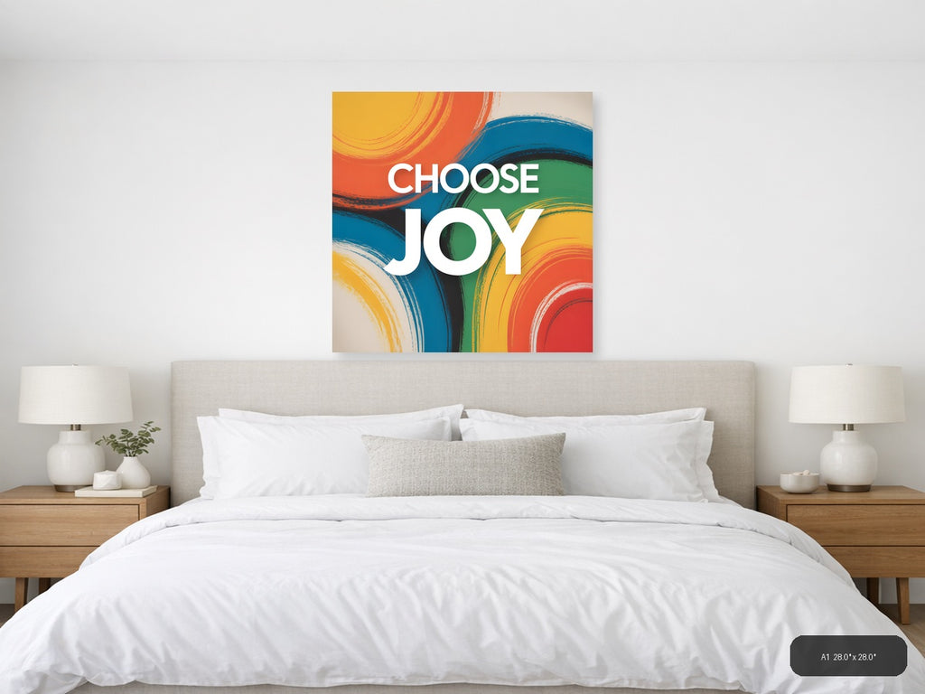 Choose Joy Abstract Colorful Brushstroke Wall Art — A1 / Bedroom
