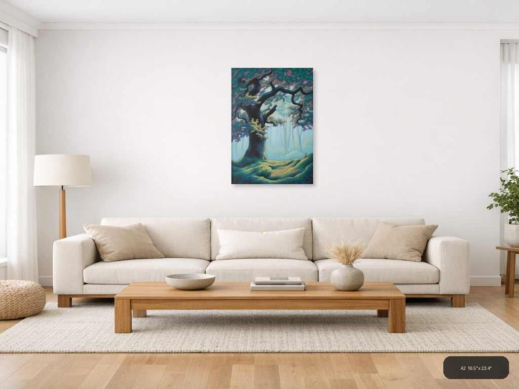 Ancient Twisted Tree Forest Landscape Abstract Wall Art — A2 / Living Room