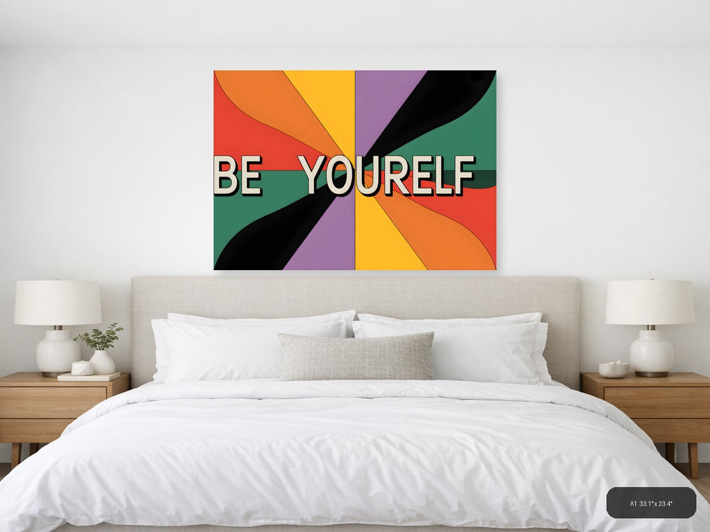 Be Yourself Retro Rainbow Burst Photography Wall Art — A1 / Bedroom