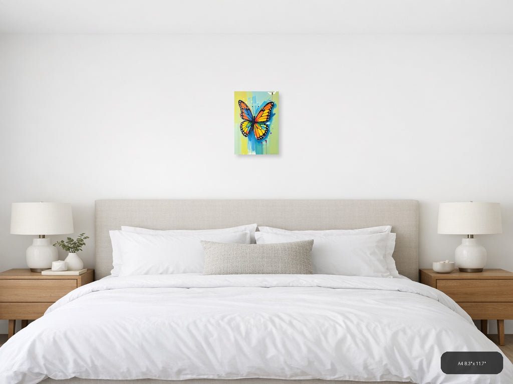 Colorful Abstract Monarch Butterfly Dragonfly Wall Art — A4 / Bedroom