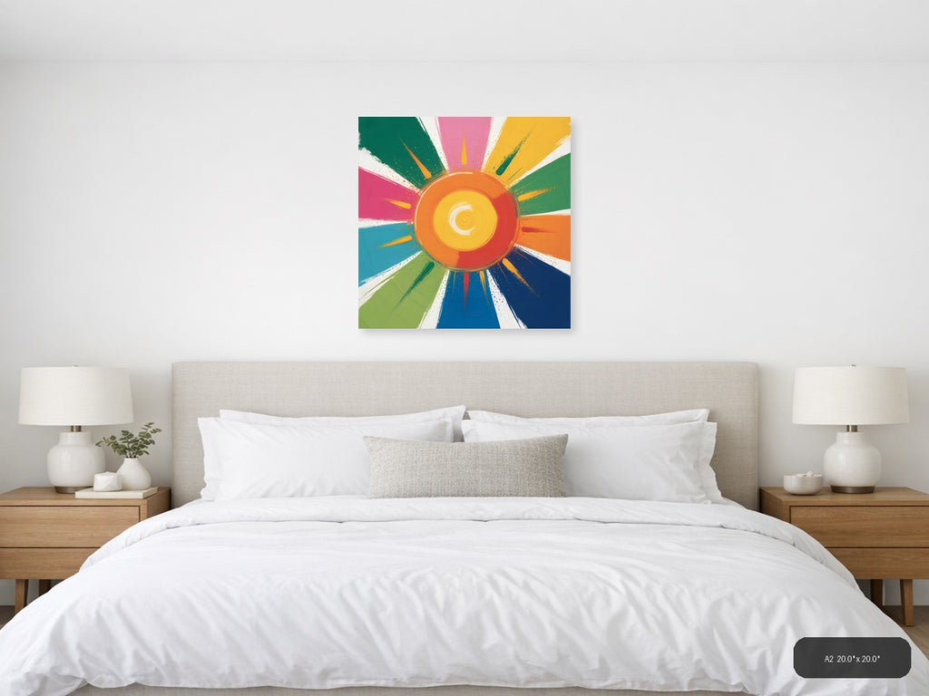 Colorful Abstract Sunburst Circle - Modern Wall Art — A2 / Bedroom