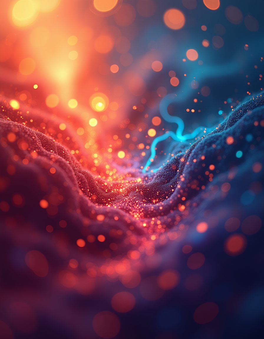 Abstract Glowing Energy Wave Red Blue Wall Art