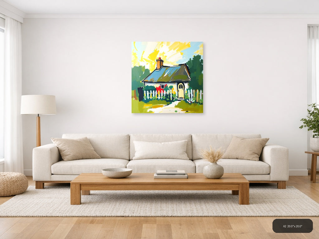 Sunny Cottage Garden Abstract Wall Art — A2 / Living Room