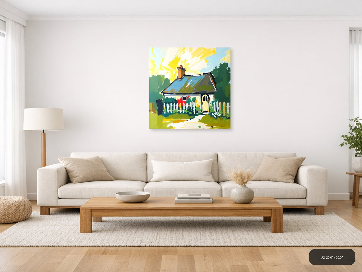 Sunny Cottage Garden Abstract Wall Art — A2 / Living Room