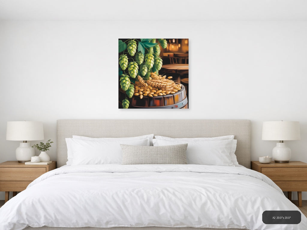 Hops and Barley Brewery Wall Art Print — A2 / Bedroom