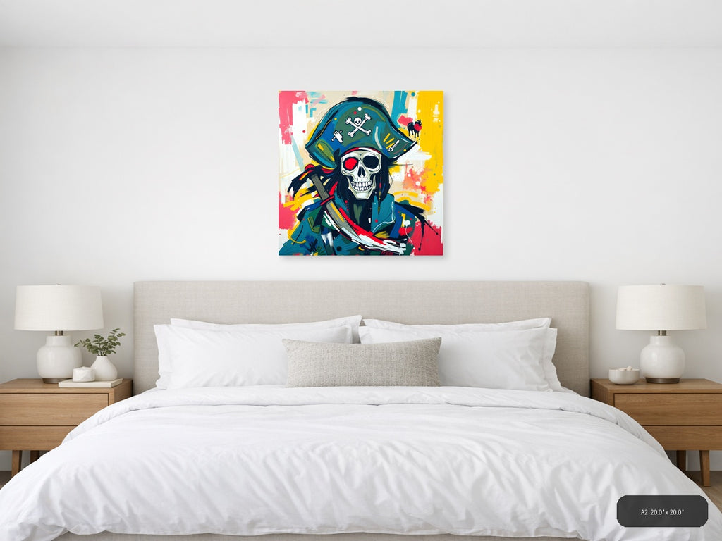 Pirate Skull Abstract Pop Art Colorful Wall Art — A2 / Bedroom