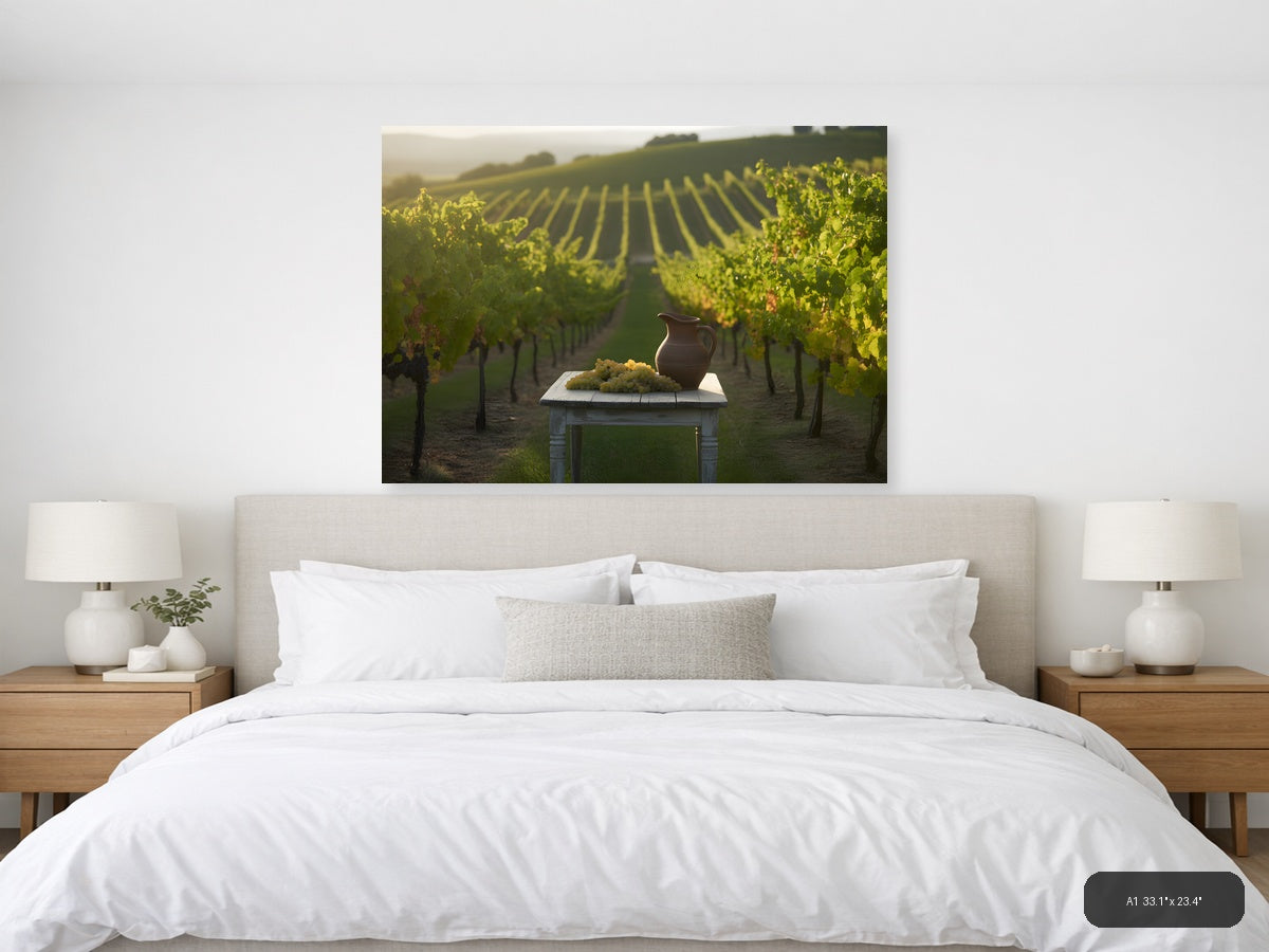Wine — Minimalist (Landscape) Canvas Print | Minimalist Wall Art | A4 A3 A2 A1 — A1 / Bedroom
