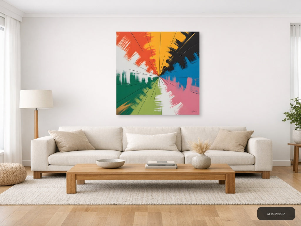 Radiant Color Wheel Abstract Sunburst Wall Art — A1 / Living Room