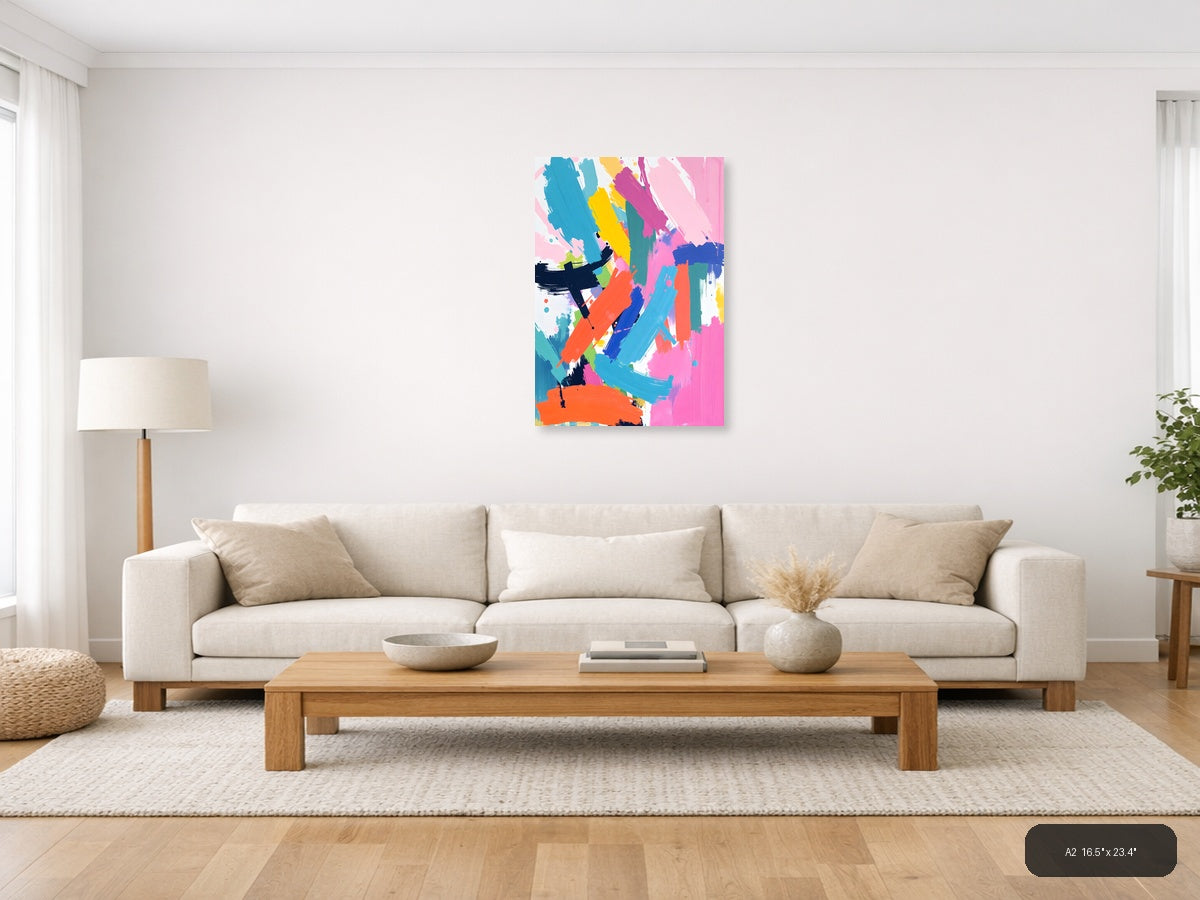 Vibrant Abstract Brushstrokes Colorful Modern Wall Art — A2 / Living Room
