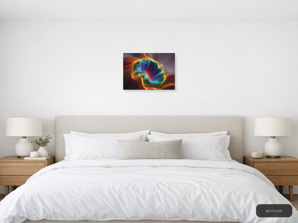Colorful Abstract Energy Swirl Modern Wall Art — A4 / Bedroom