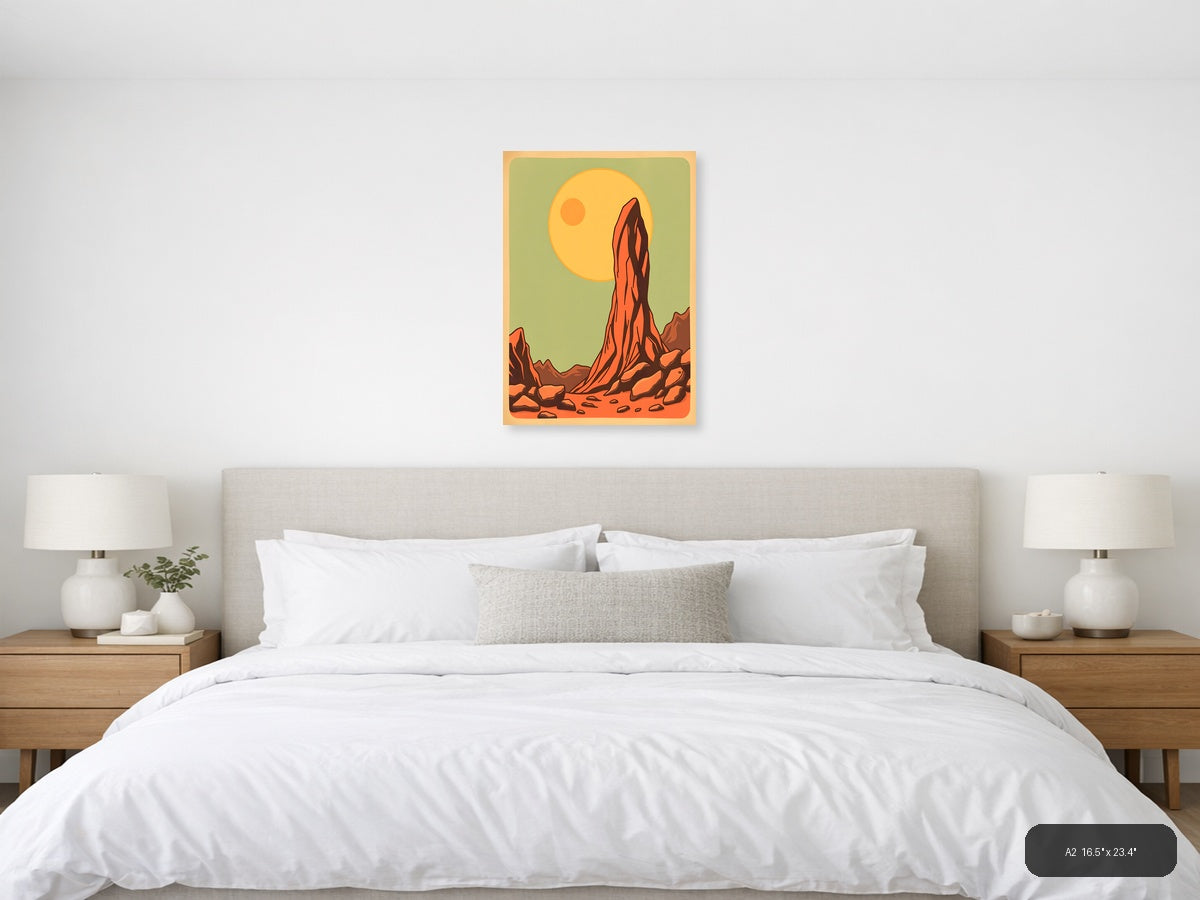 Desert Monument Vintage Landscape Wall Art — A2 / Bedroom