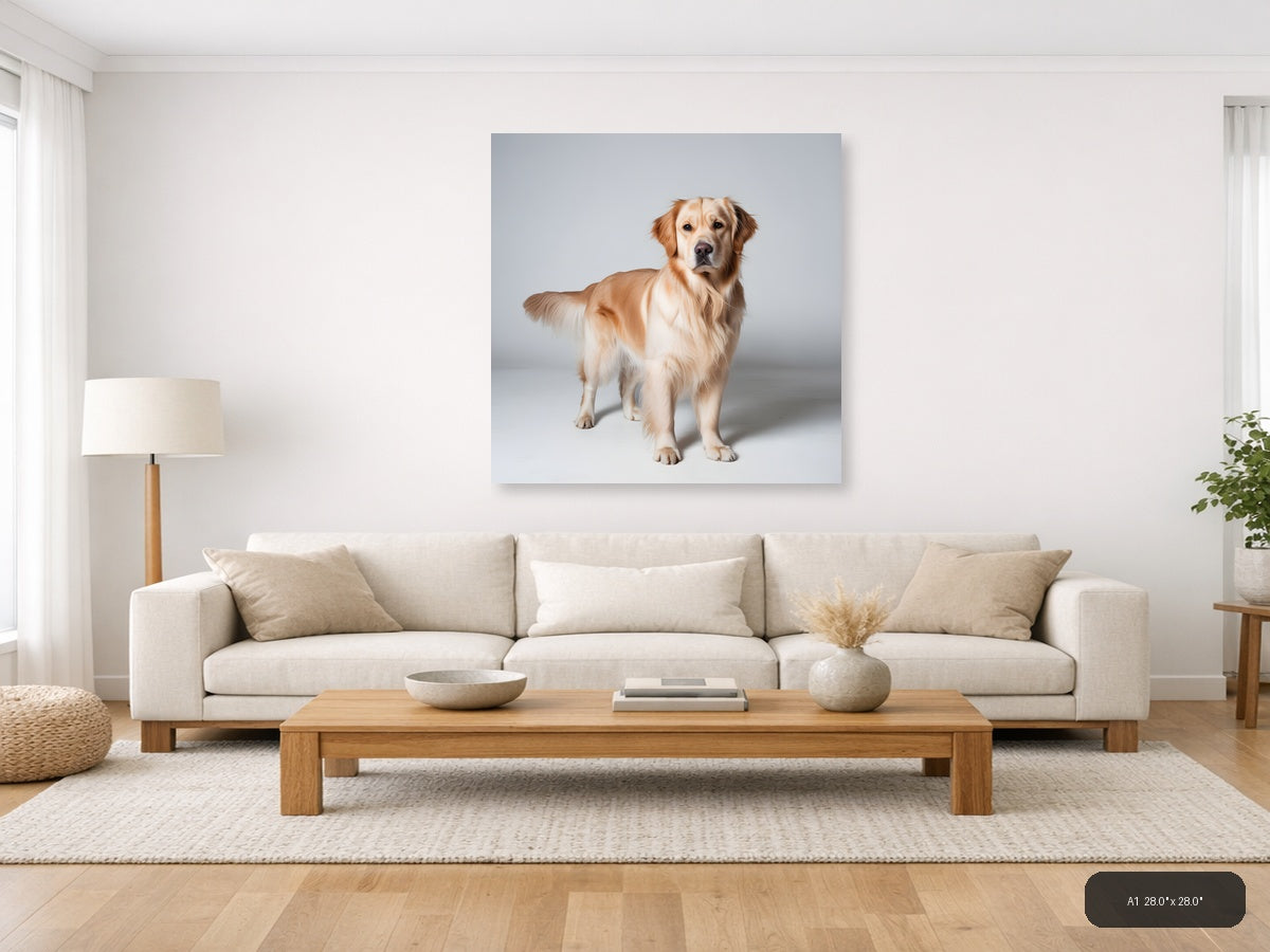 Golden Retriever Portrait Minimalist Wall Art — A1 / Living Room