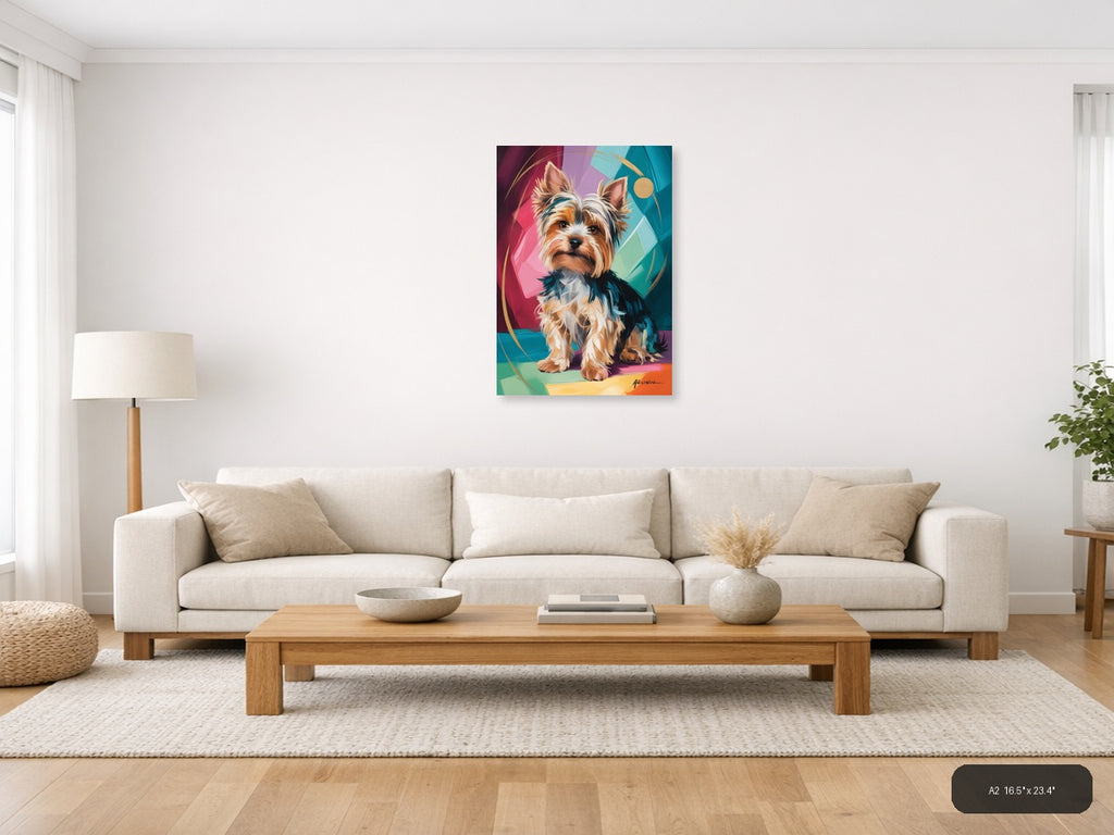 Colorful Terrier Portrait Abstract Wall Art — A2 / Living Room