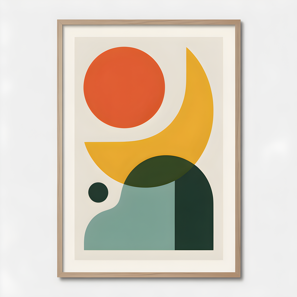 Minimalist Abstract Shapes with Sun and Moon Wall Art