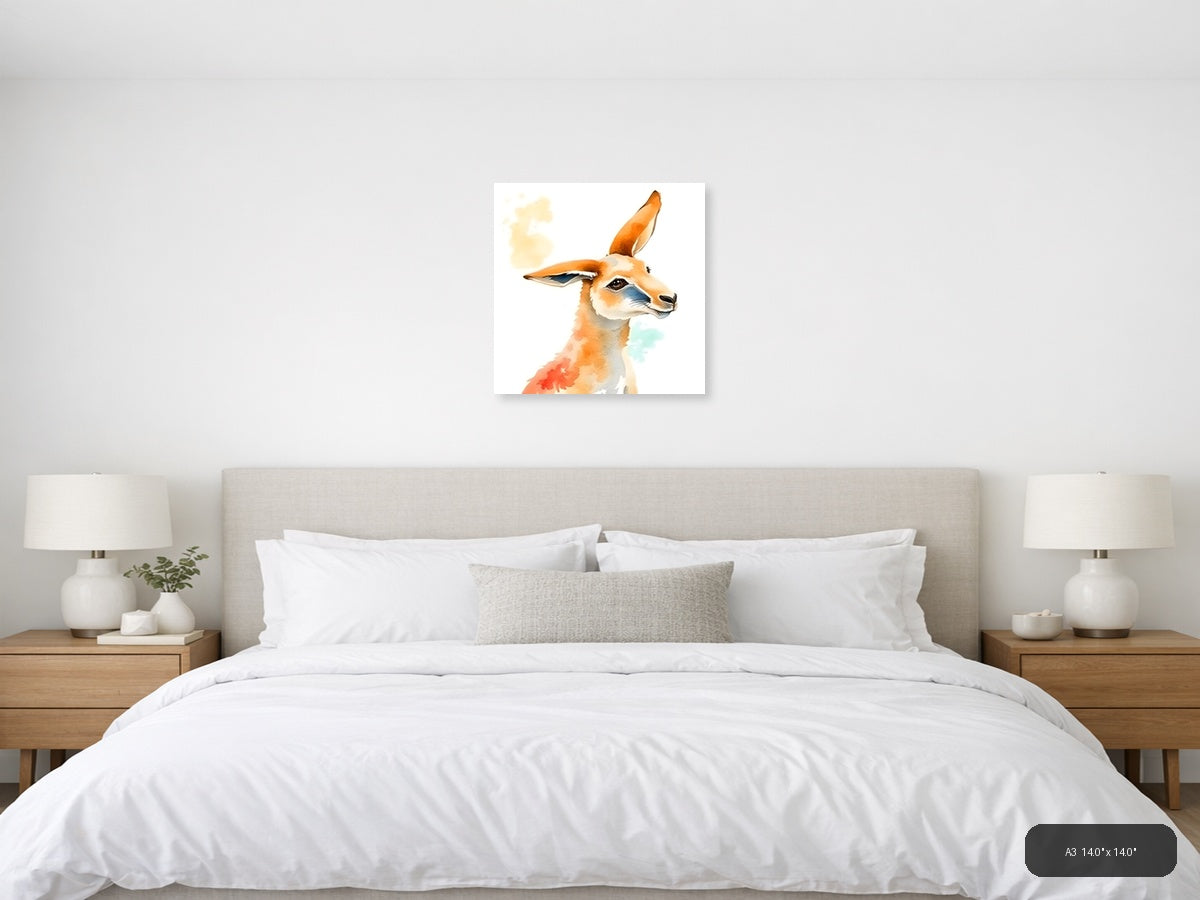 Watercolor Llama Portrait - Orange & White Wall Art — A3 / Bedroom