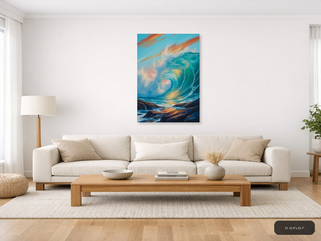 Ocean Horizon — Abstract (Portrait) Canvas Print | Abstract Wall Art | A4 A3 A2 A1 — A1 / Living Room