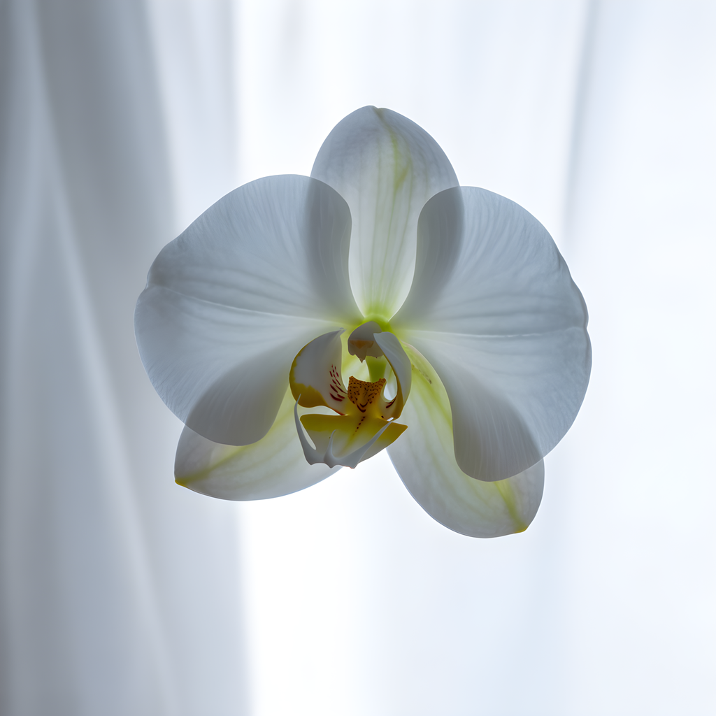 White Orchid Flower Minimalist Botanical Wall Art