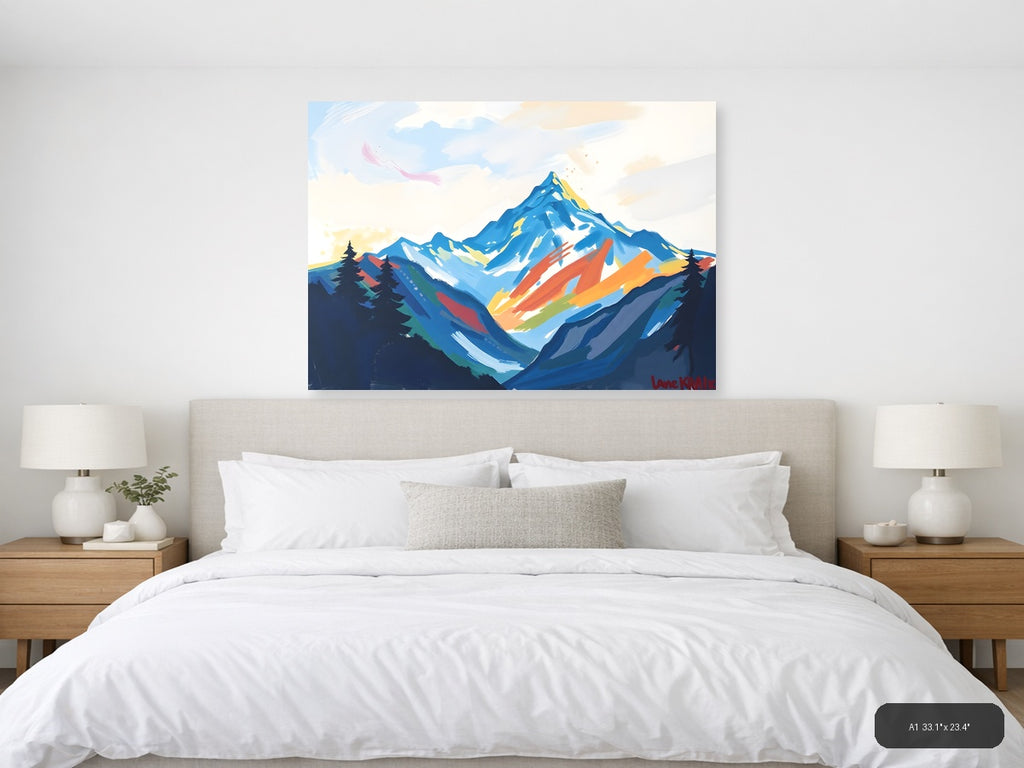 Abstract Colorful Mountain Peak Landscape Wall Art — A1 / Bedroom