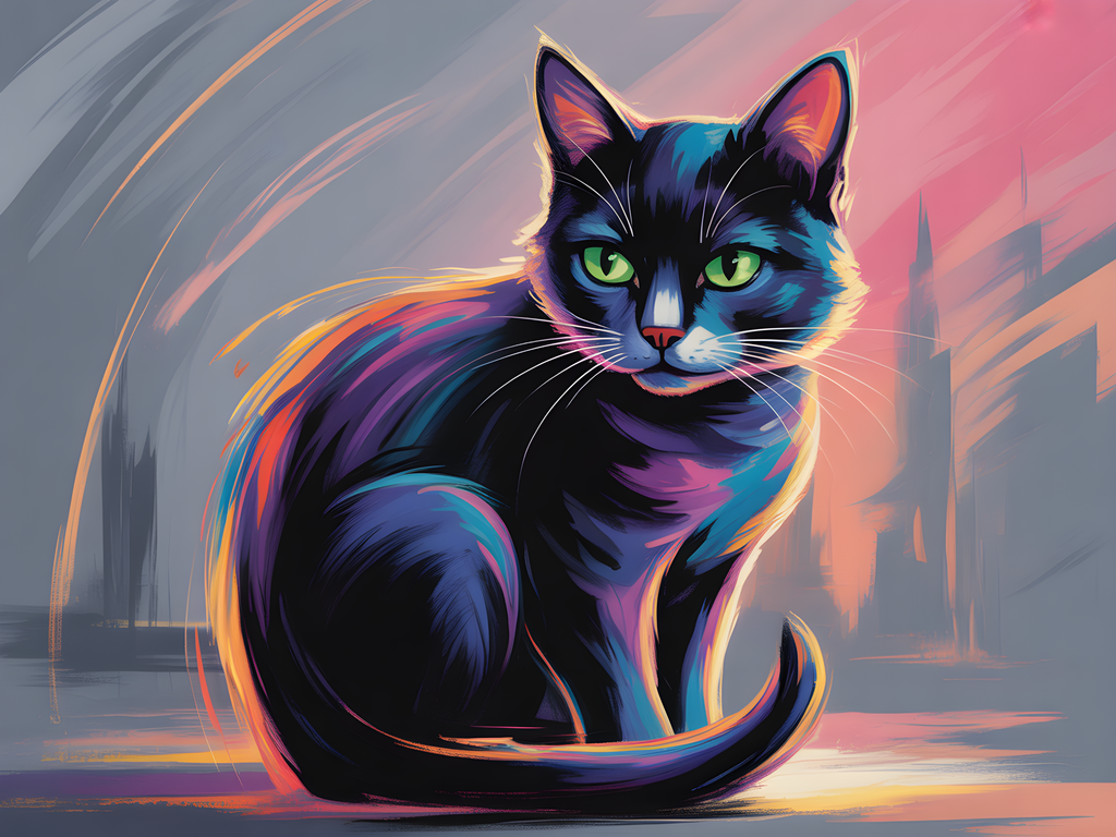 Neon Cat Abstract Glow Modern Wall Art
