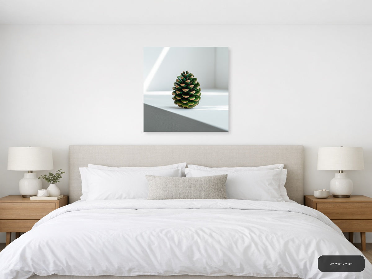 Green Pinecone Minimalist Still Life Wall Art — A2 / Bedroom