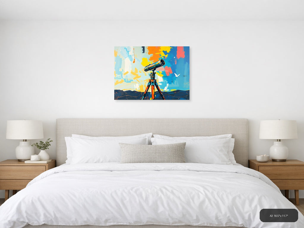 Colorful Telescope Abstract Art Print Wall Art — A3 / Bedroom
