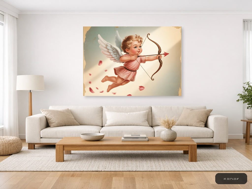 Vintage Cupid with Bow and Arrow Wall Art — A1 / Living Room
