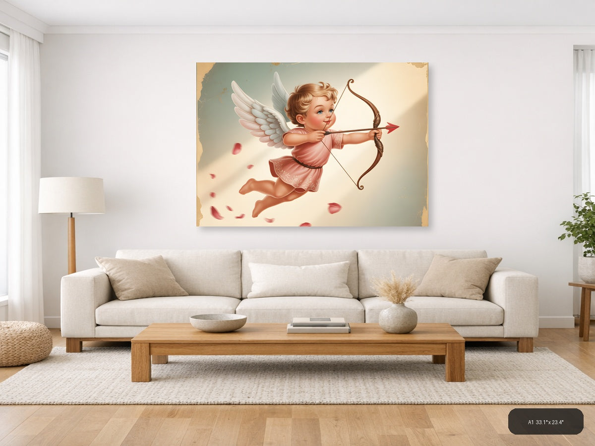 Vintage Cupid with Bow and Arrow Wall Art — A1 / Living Room