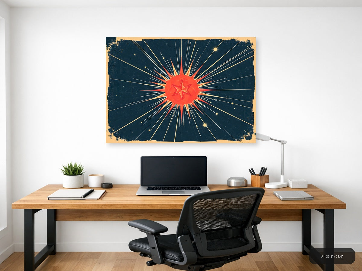 Vintage Radiant Star Burst Retro Wall Art — A1 / Office