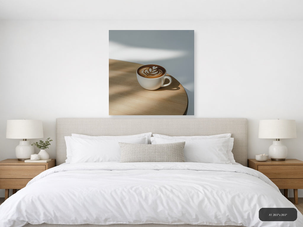 Minimalist Latte Art Coffee Cup Wall Art — A1 / Bedroom