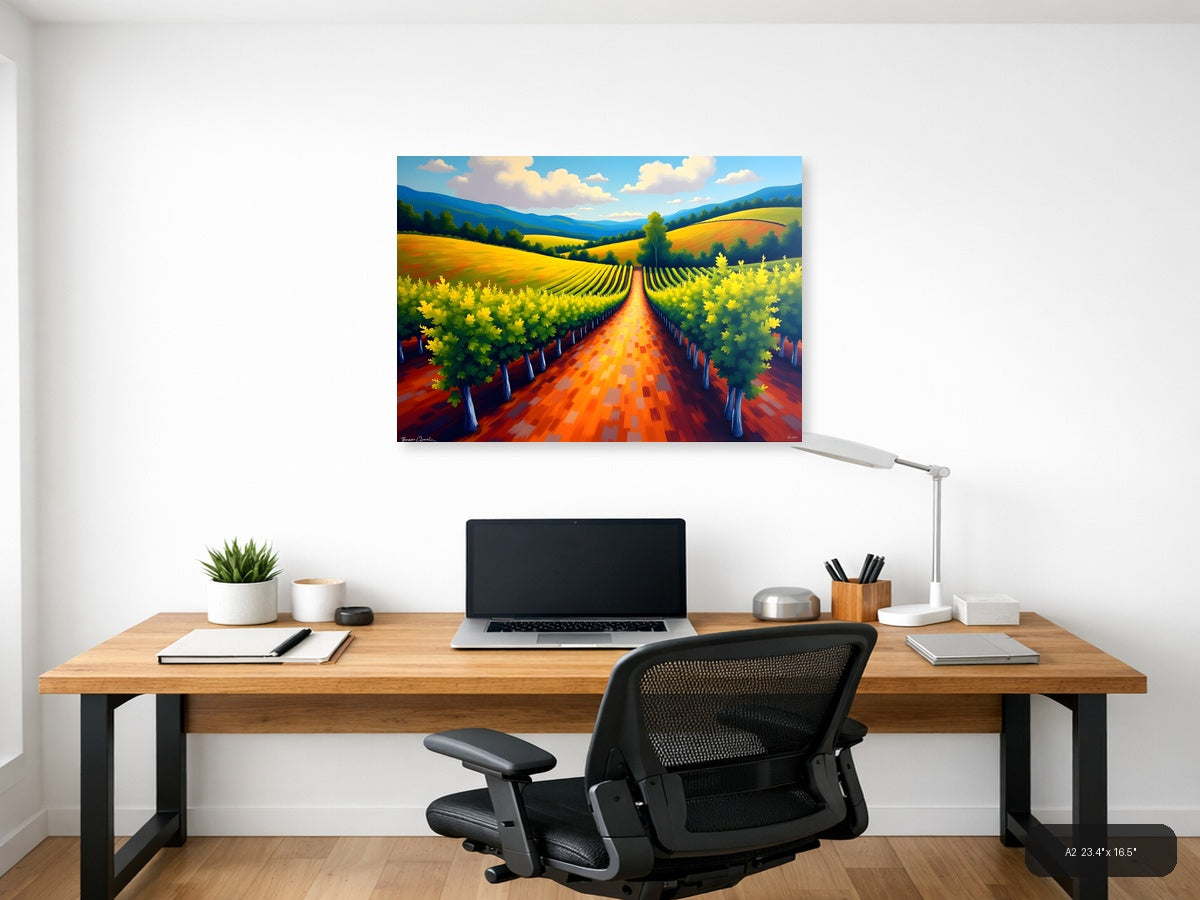 Vibrant Vineyard Landscape Abstract Wall Art — A2 / Office