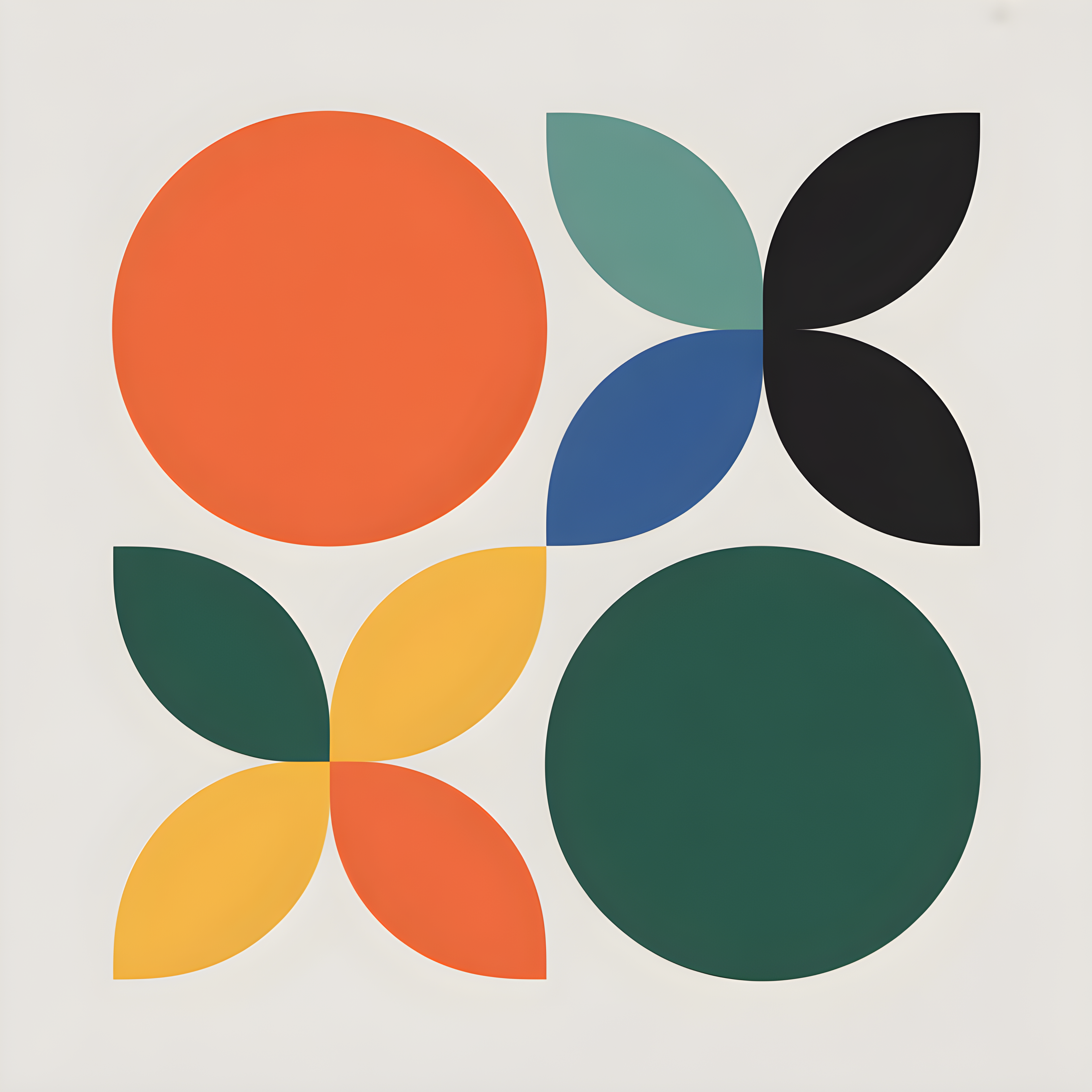 Minimalist Geometric Flower Shapes Colorful Wall Art