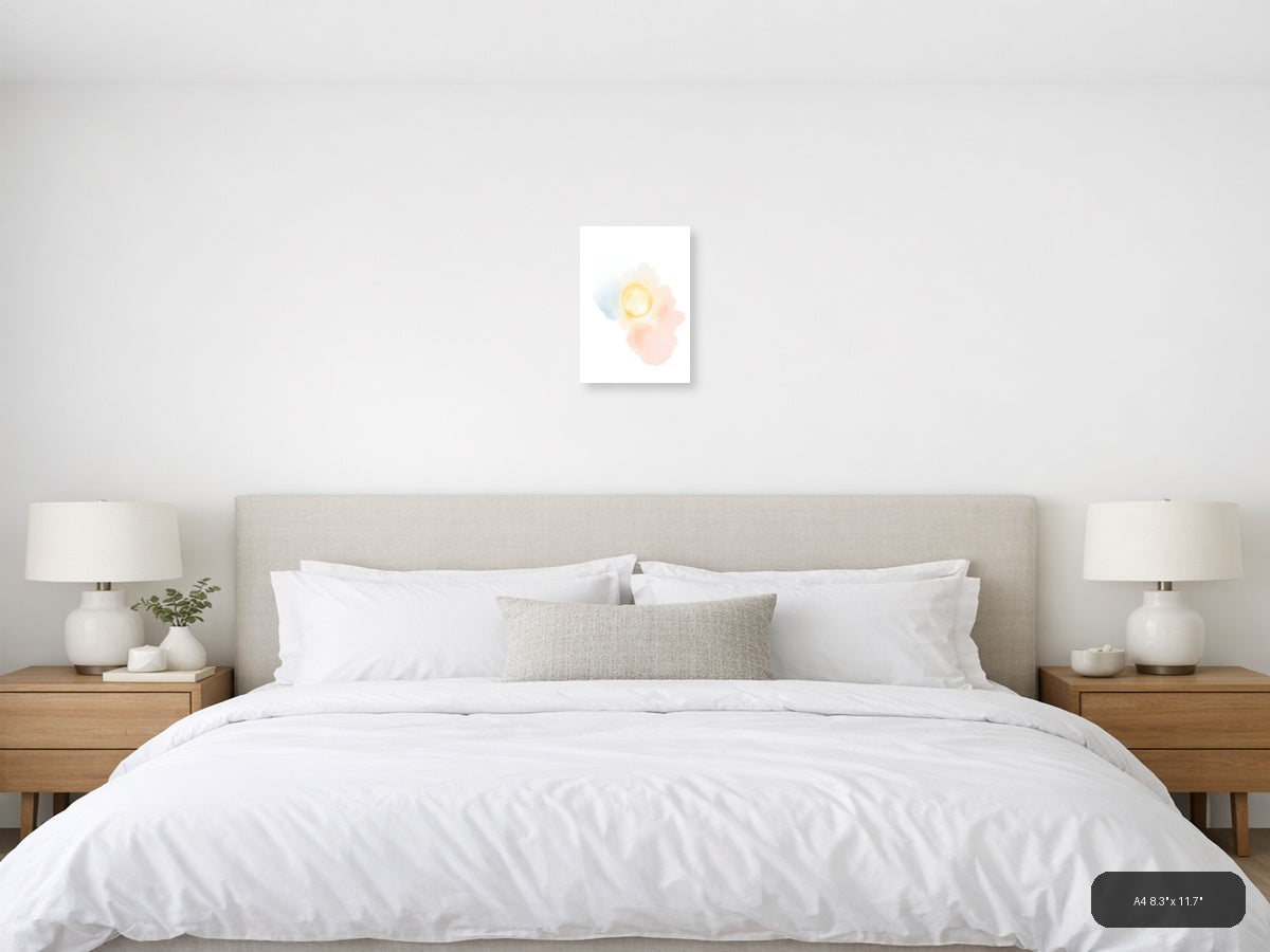 Abstract Sun Watercolor Painting Modern Wall Art — A4 / Bedroom